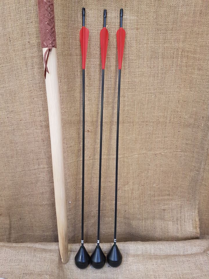 58 mm bow for LARP in a set with 3 arrows dark stained 2