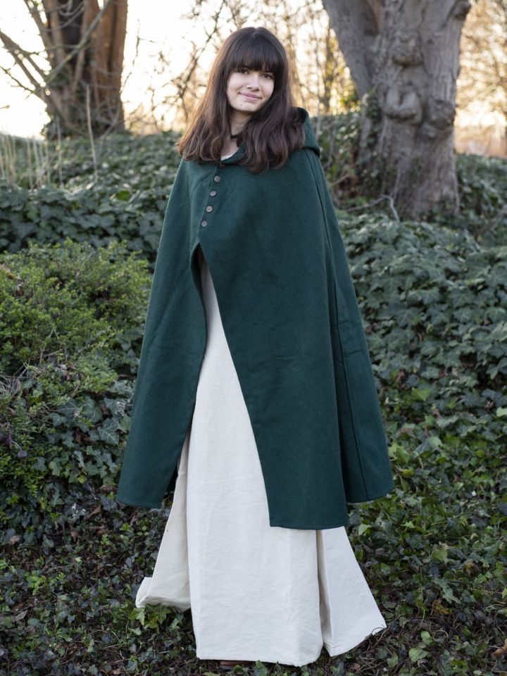 Cape with metal buttons green 2