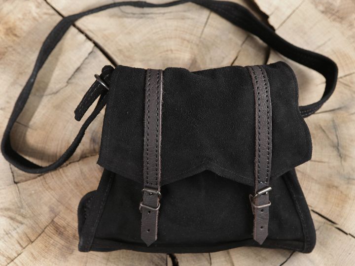 Suede shoulder bag black 2