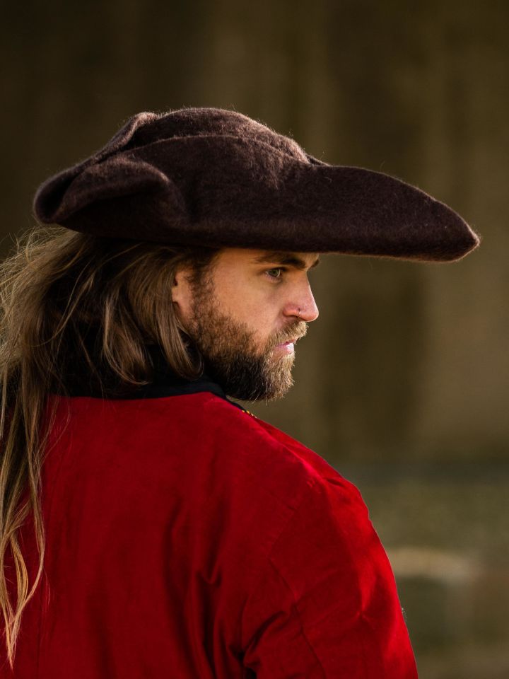 Brown wool felt tricorn hat 2