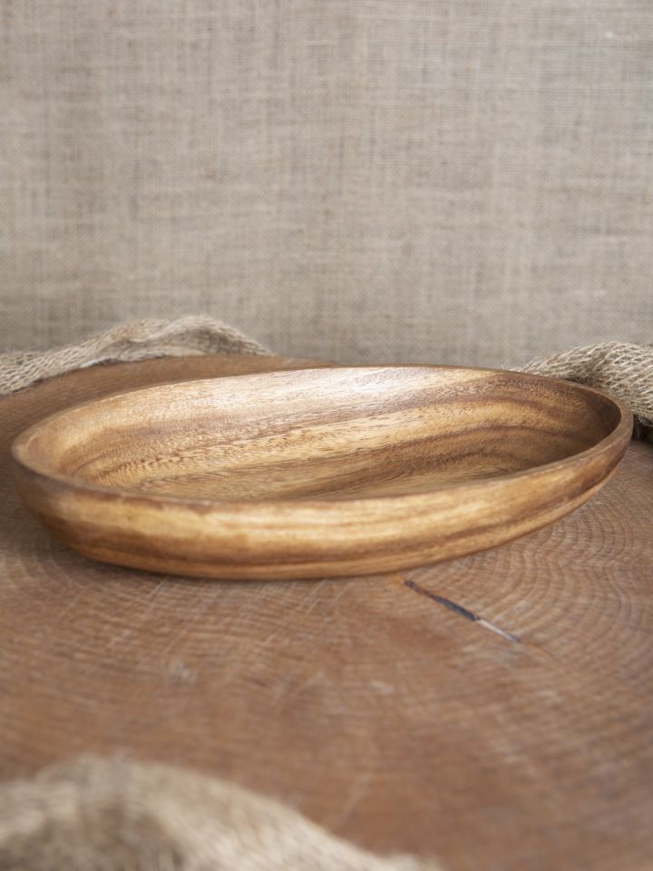 oval wooden bowl 25 cm 2