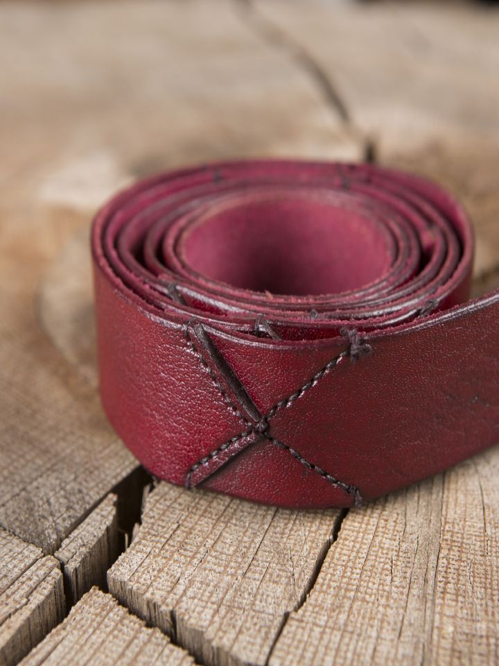 Long belt with decorative stitching red 2