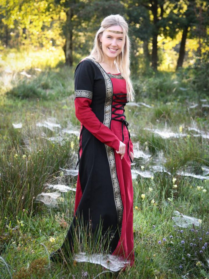 Medieval dress Eleanor red-black S 2