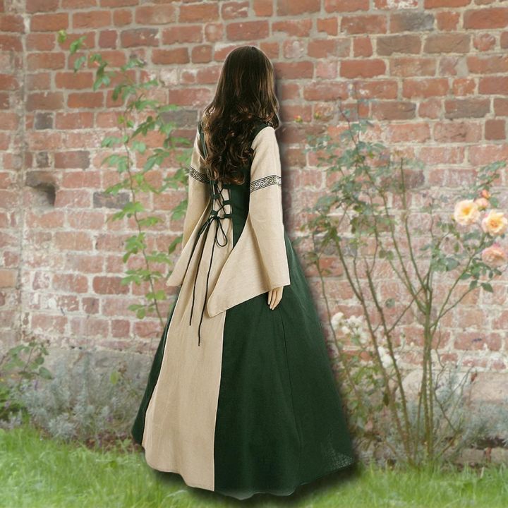 Dress Elisabeth forest green-sand 2