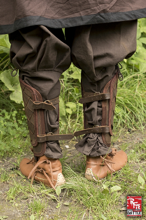 Brown leather Viking greaves 2