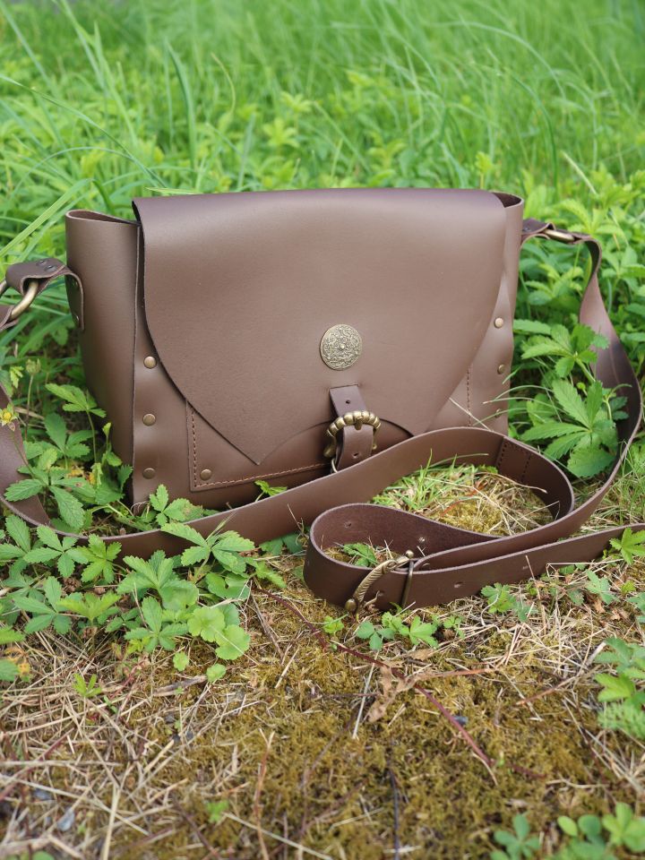 Brown leather shoulder bag 2