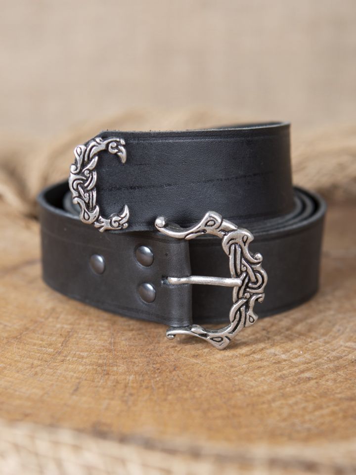 Viking belt with strap end black 2