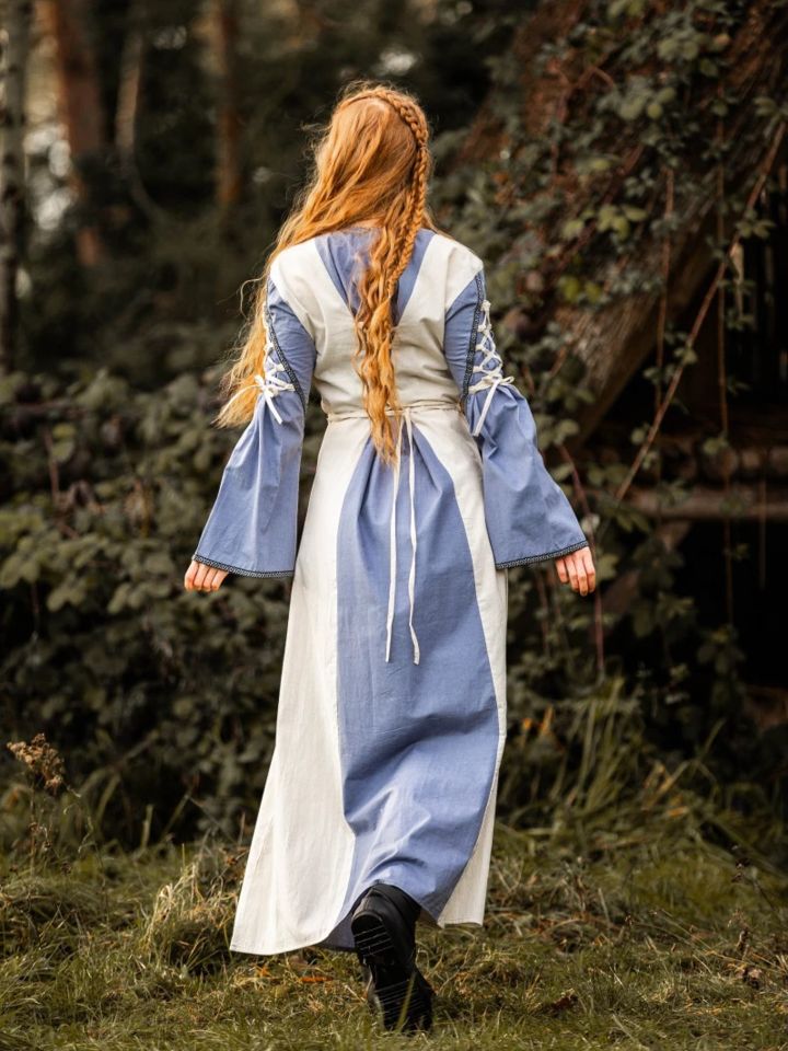 Medieval dress Amalia natural/dove blue 2