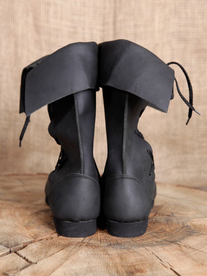 Nubuck leather top boots black 45 2