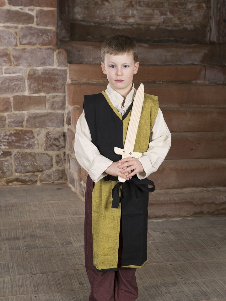 Children's tunic with tie belt yellow-black 2