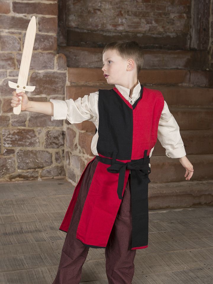 Children's tunic with tie belt red-black 2