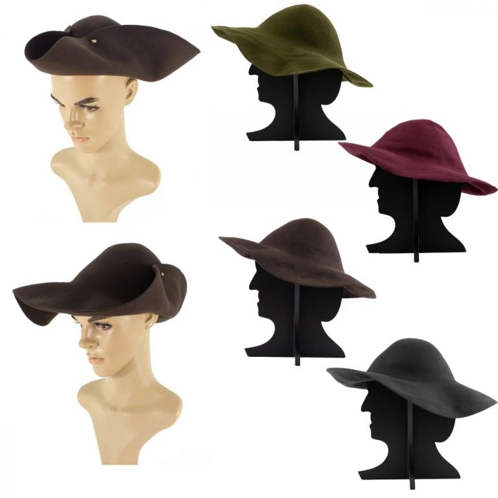 Pilgrim hat or tricorn hat made of black felt 2