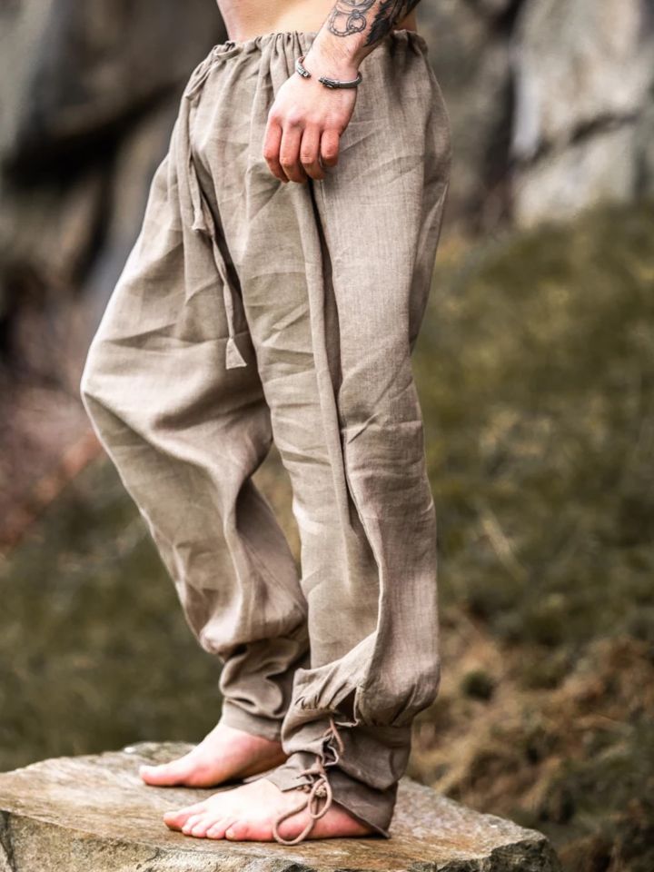 Viking rush pants Wodan made of linen stone gray L 2