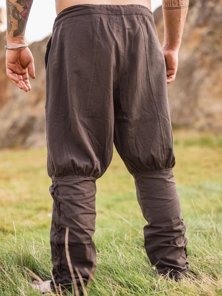 Brown trousers with leg lacing XL 2