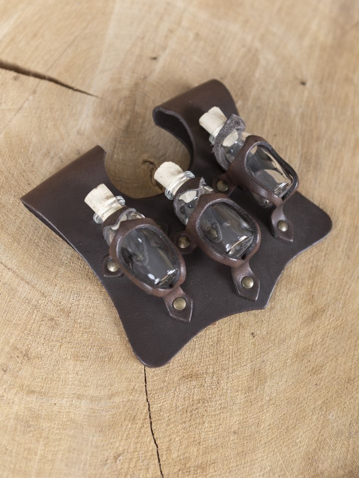 Drink holder with 3 bottles brown 3