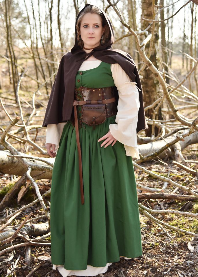 Sleeveless medieval dress Lene green 3