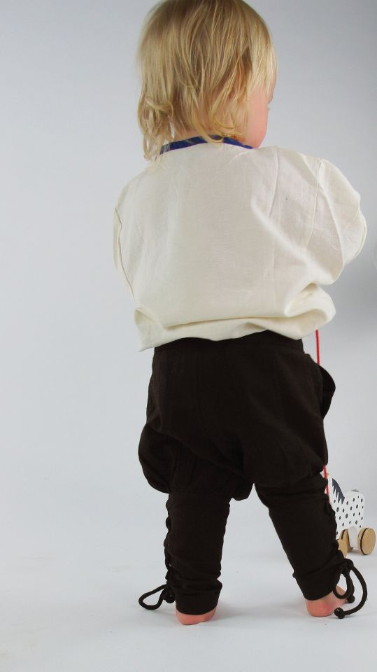 Children's trousers with brown leg lacing 3