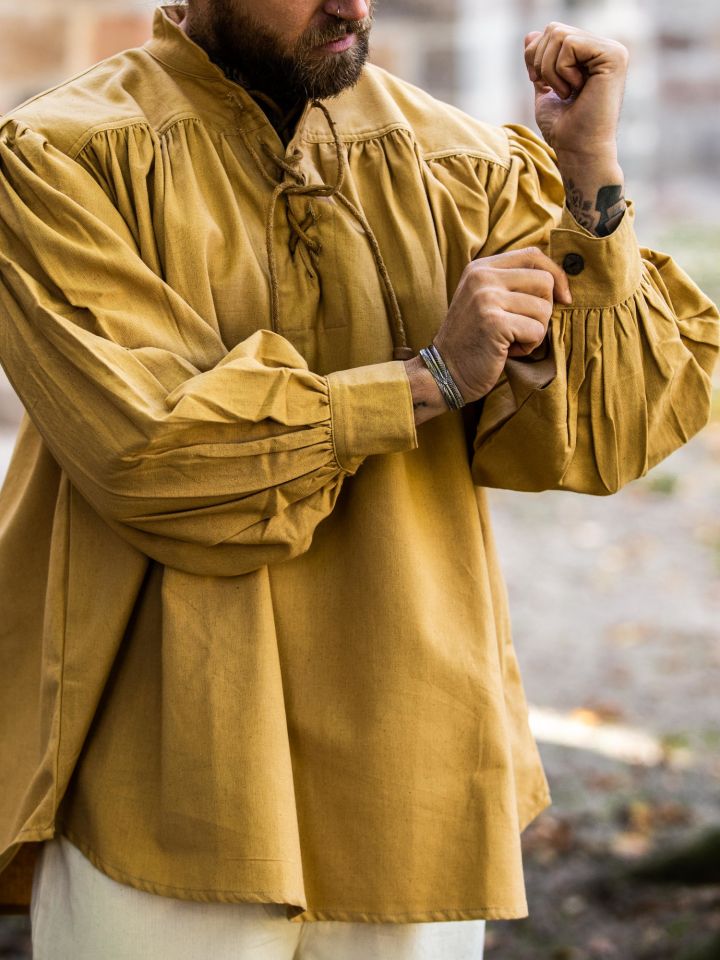 Medieval shirt made from thick honey brown fabric XXXL 3