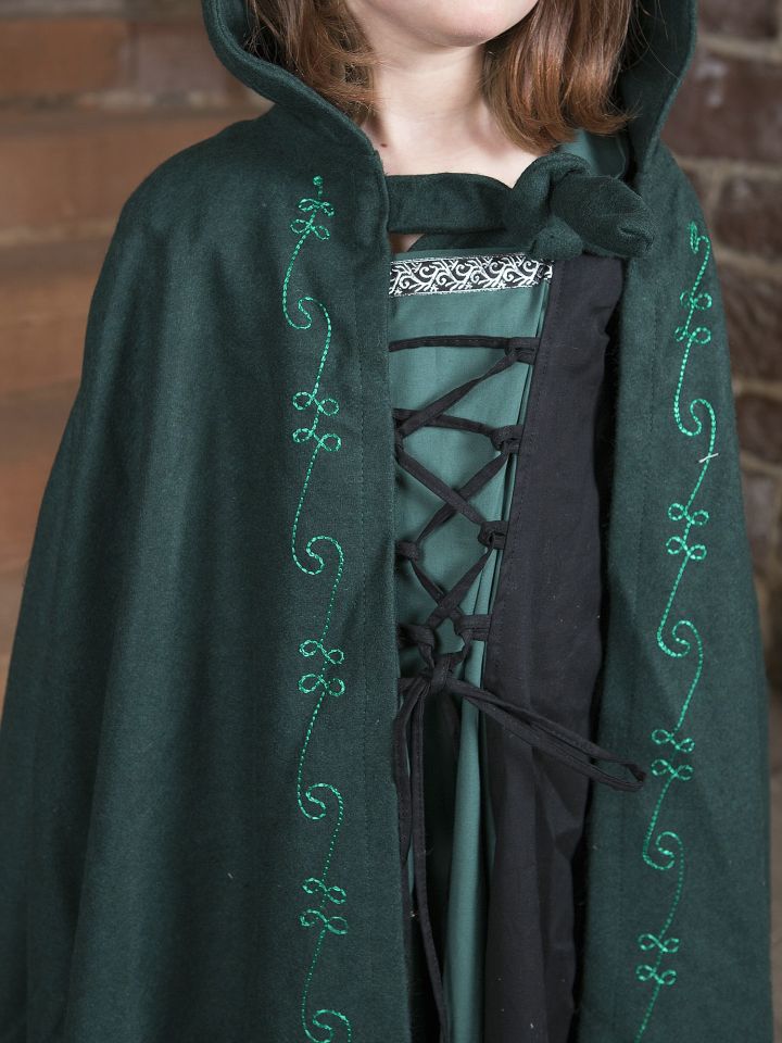 Wool cape for children green 3