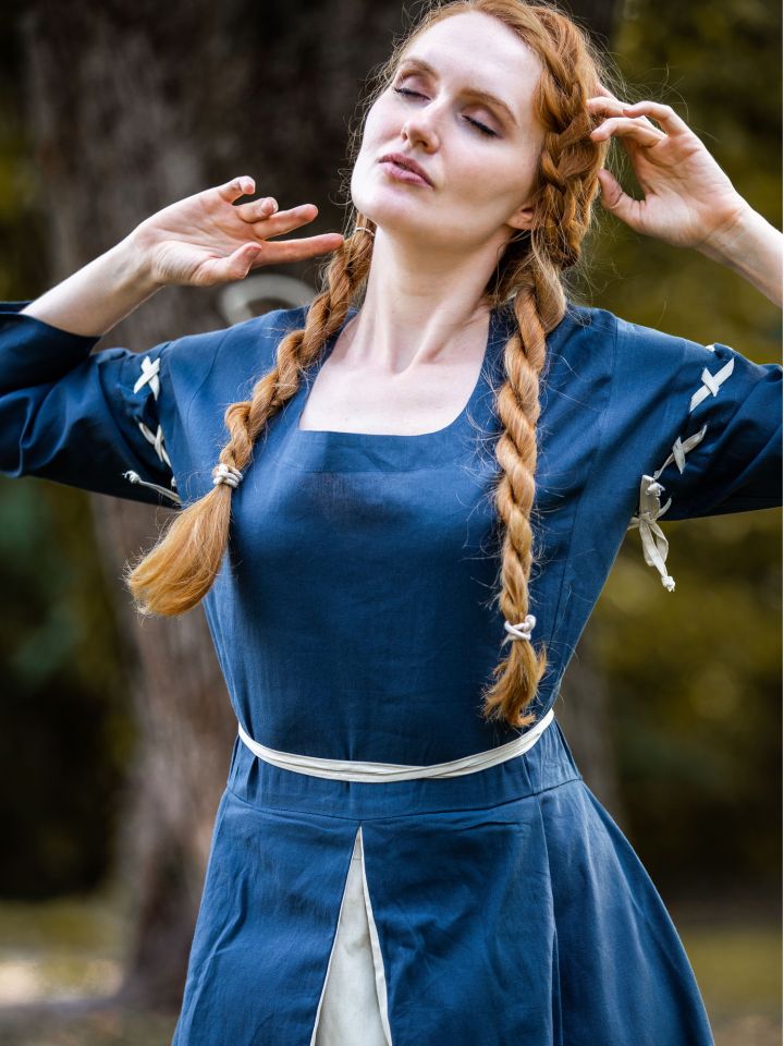 Medieval dress Larina blue-nature L 3