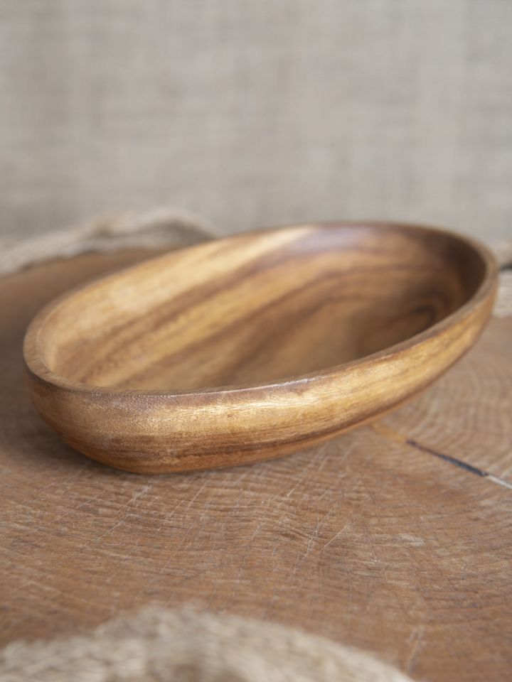 oval wooden bowl 25 cm 3