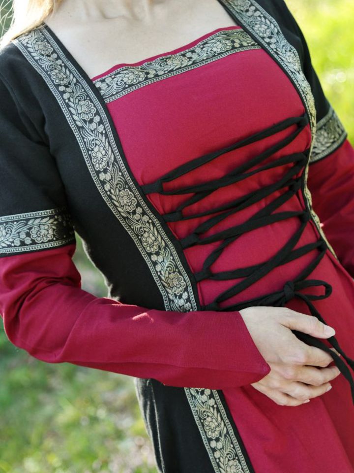 Medieval dress Eleanor red-black S 3