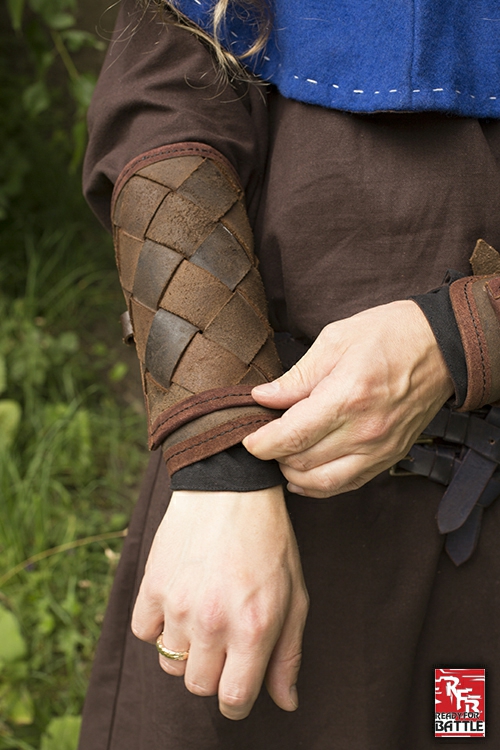 Viking bracers made of brown leather 3