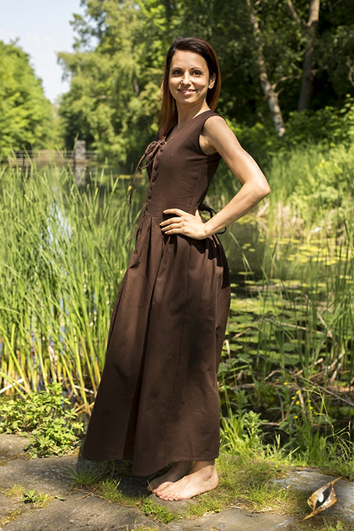 Simple lace-up dress dark brown M 3