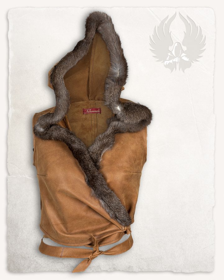 Brown leather hooded top 3