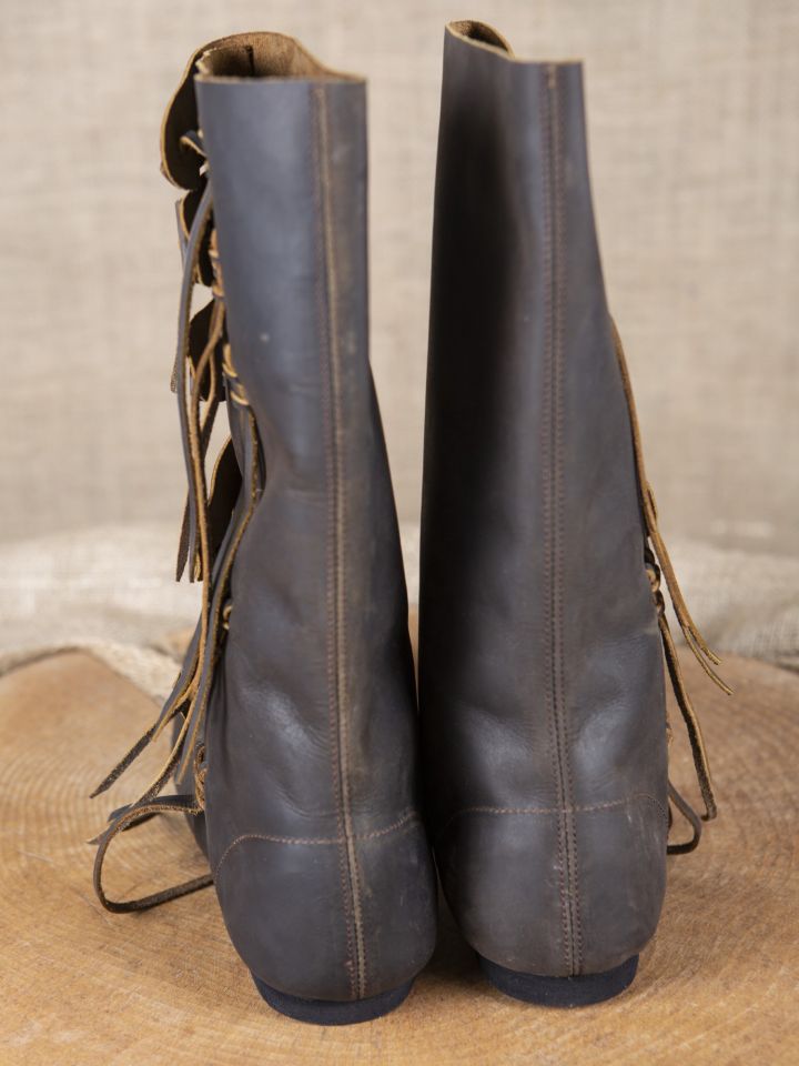 High Viking boots made from brown nubuck leather 3