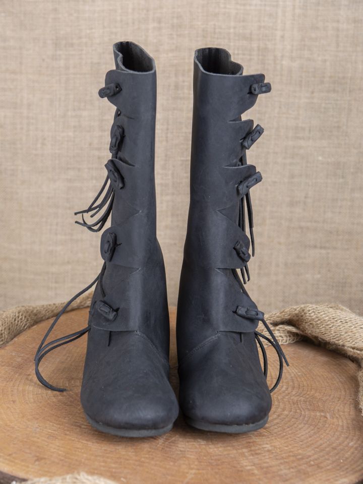 High Viking boots made from black nubuck leather 3