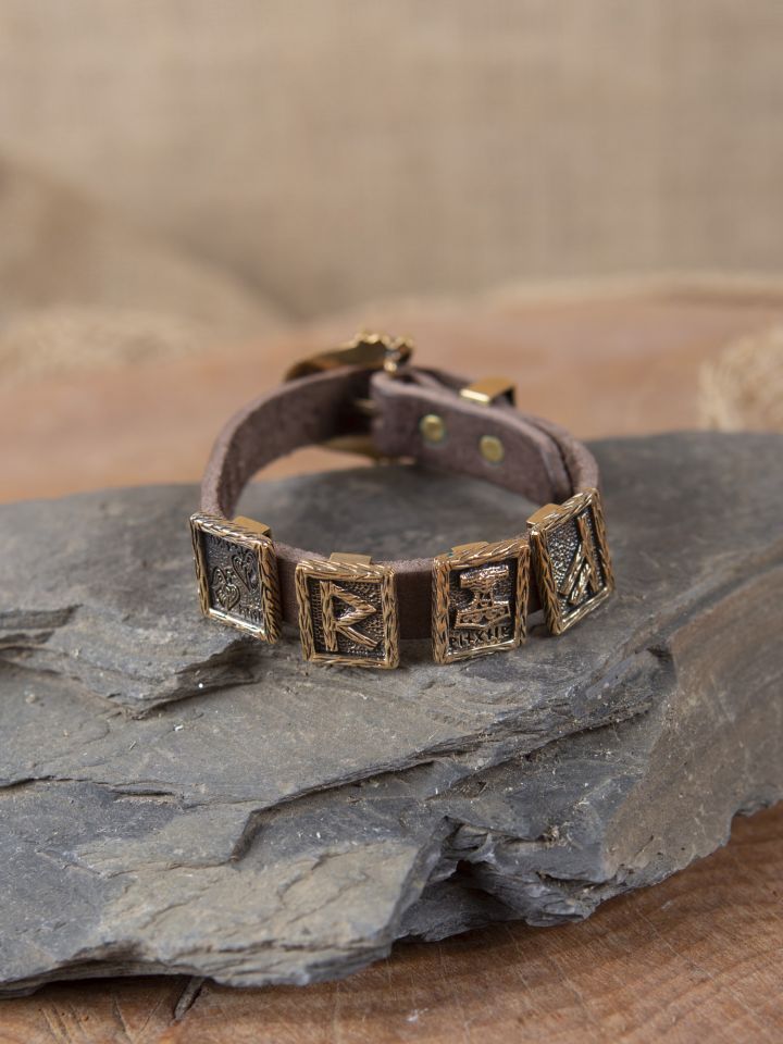 Leather bracelet with bronze buckle 3