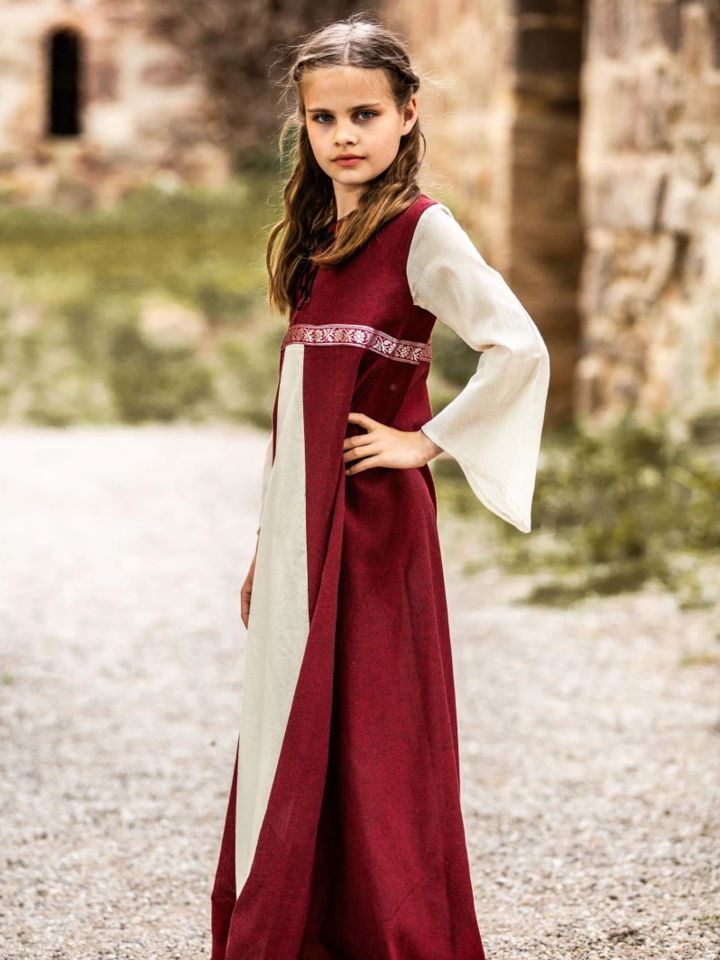 Children's dress "Piccolina" red-nature 3