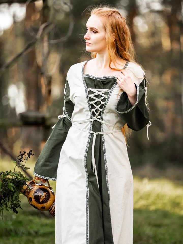 Medieval dress Amalia nature/green L 3