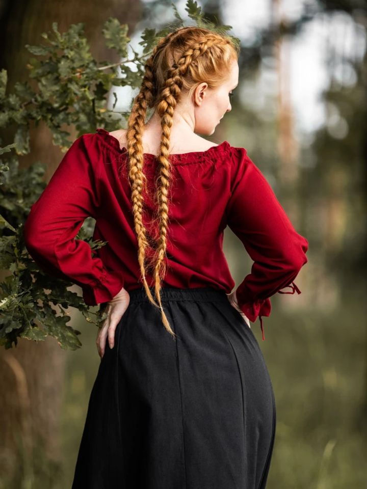 Blouse with lacing red XXXL 3