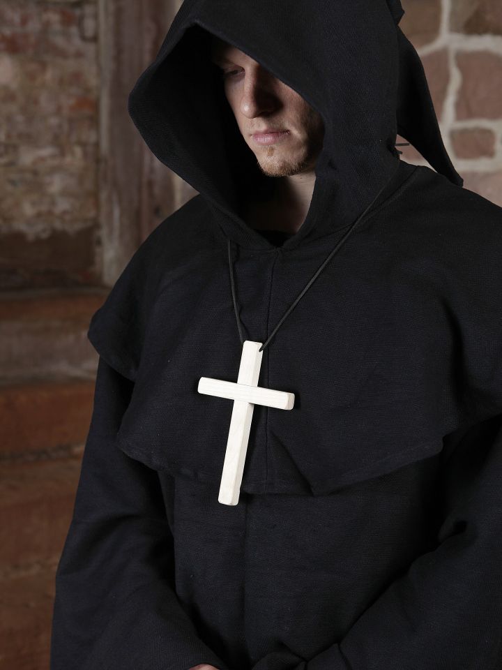 Monk's cowl (with hood and rope) black 3