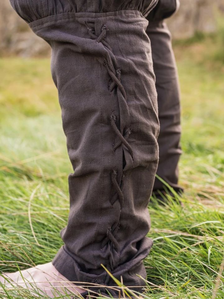 Brown trousers with leg lacing XL 3