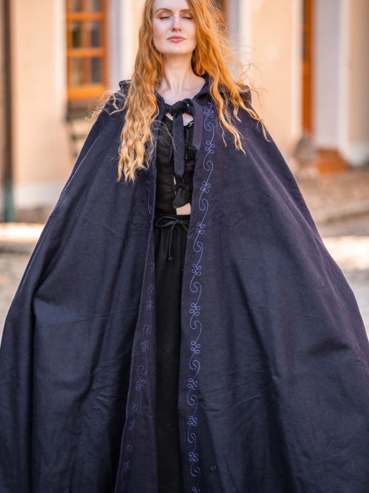 Wool cape with embroidery, blue 3