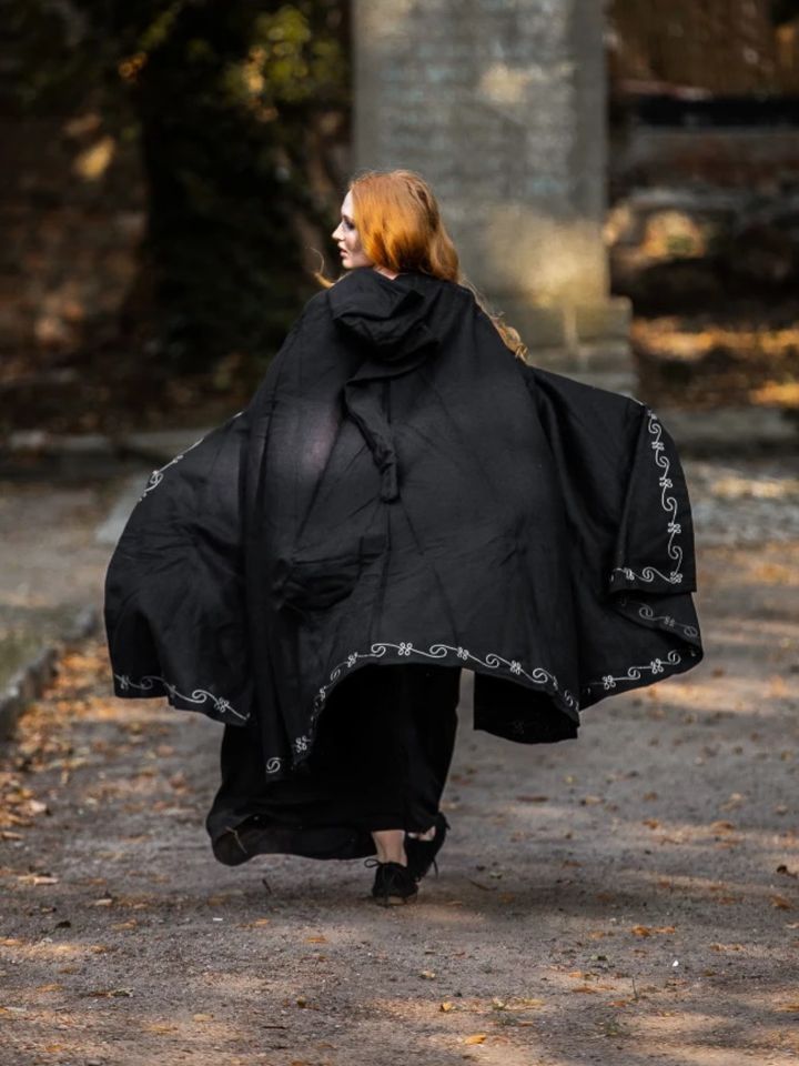 Wool cape with embroidery, black 3