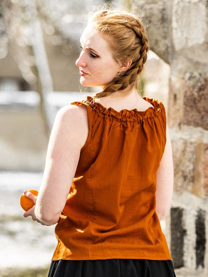 sleeveless summer blouse rust red M 4