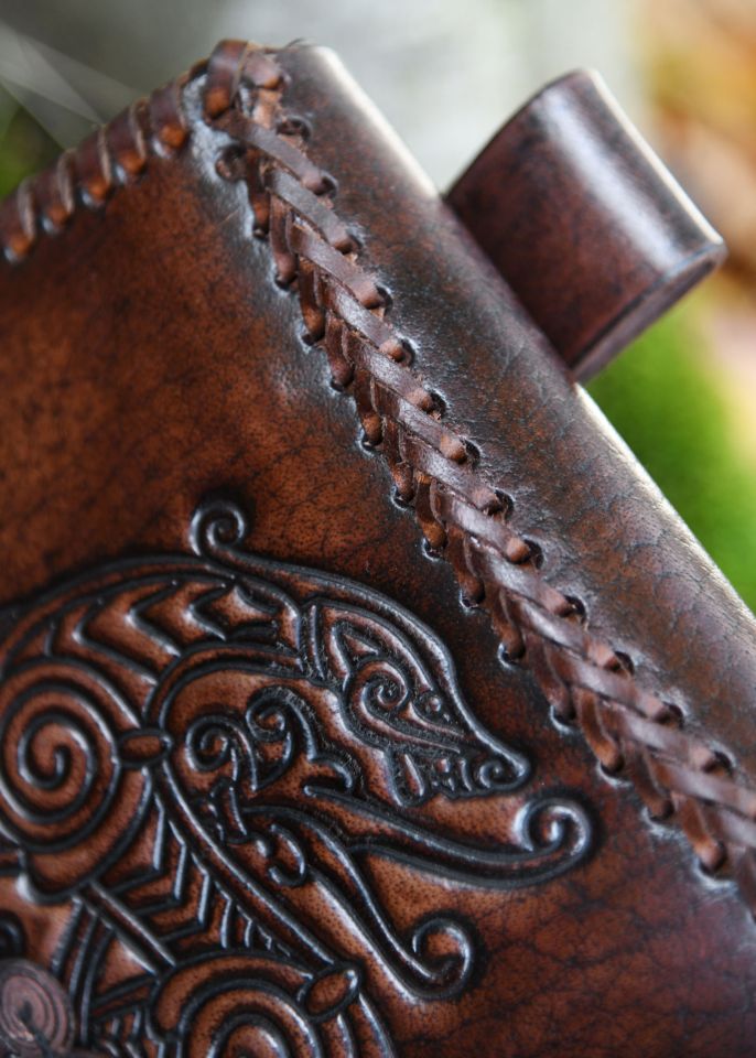 brown belt pouch with dragon embossing 4