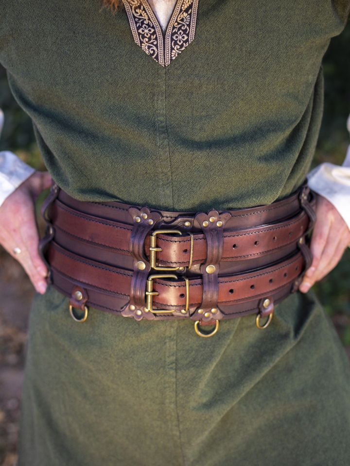 Elegant brown double belt L/XL 4