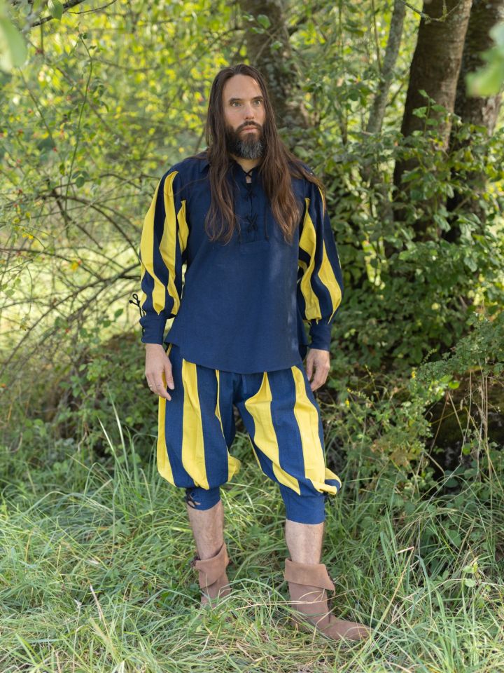 Landsknecht lace-up shirt Titurel blue-yellow 4