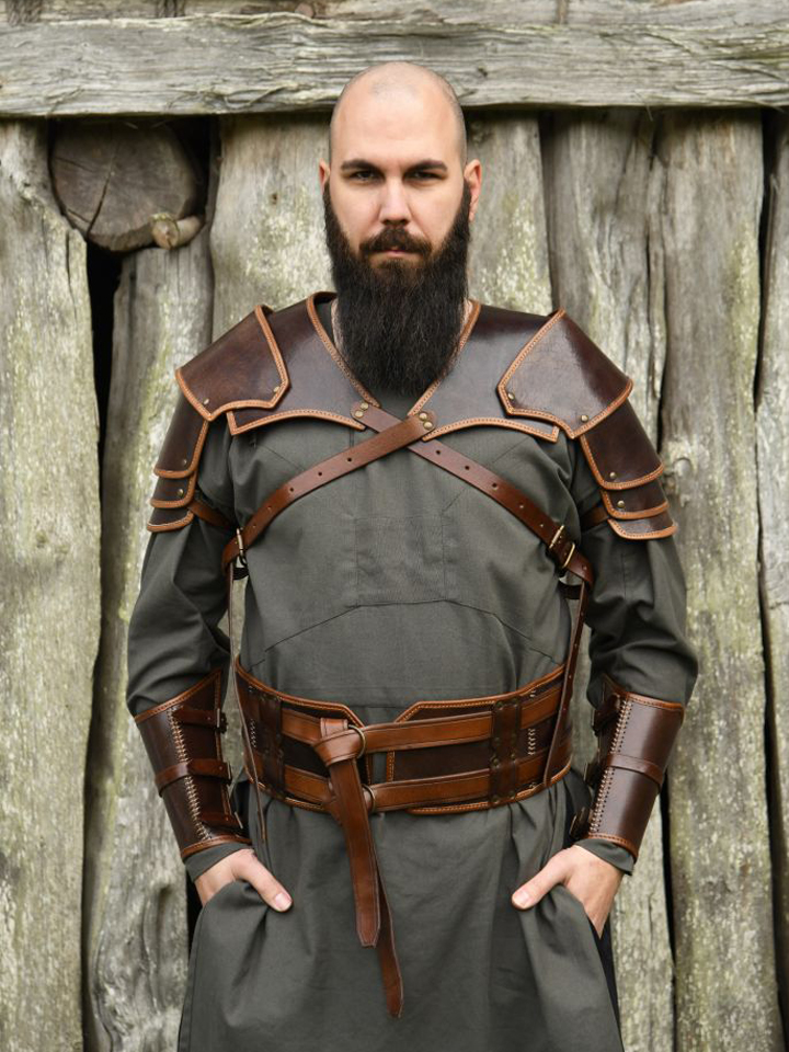 Arnulf brown leather shoulder protector 4