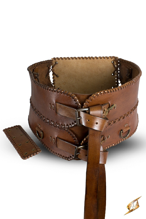 Wide brown leather belt 4