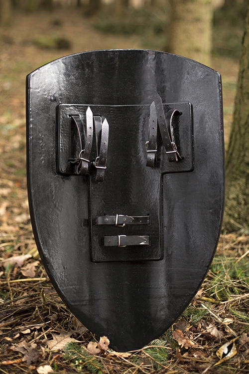 LARP shield with checkerboard pattern white-gold 4