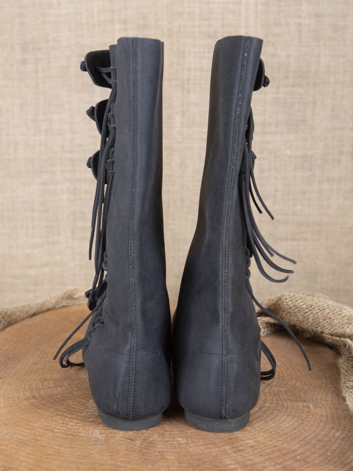 High Viking boots made from black nubuck leather 4