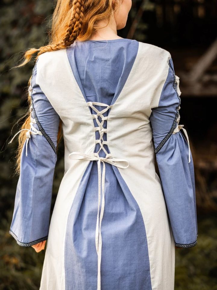 Medieval dress Amalia natural/dove blue 4