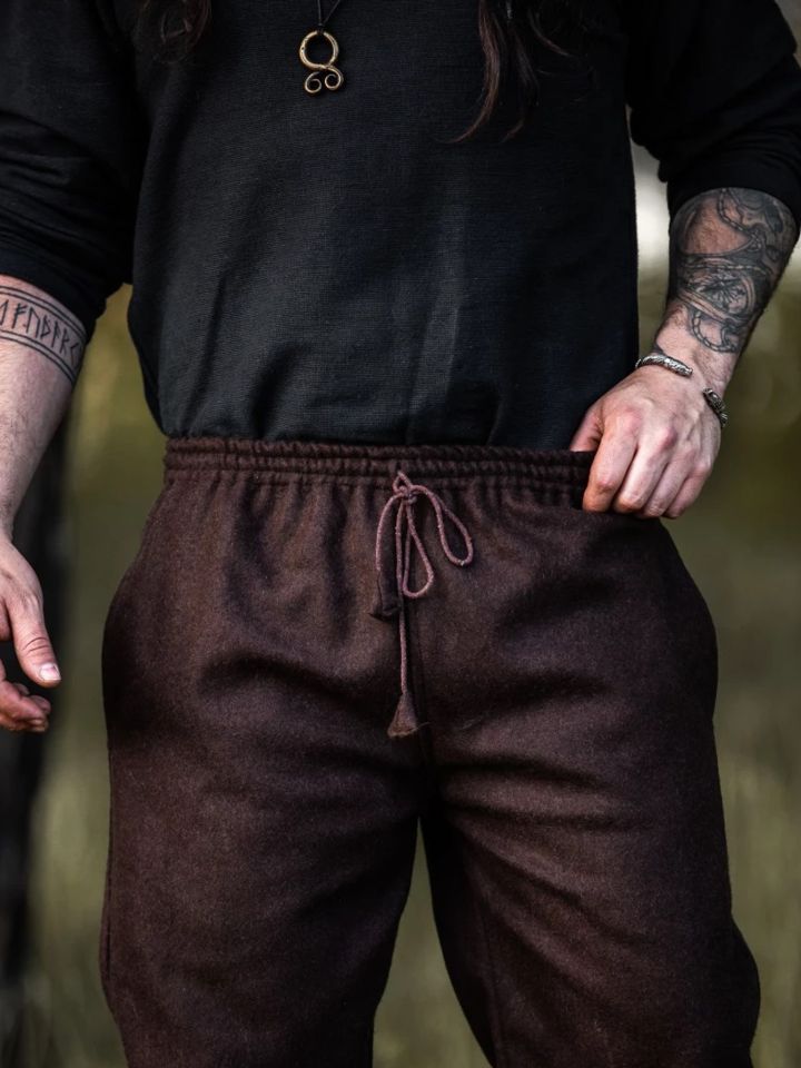 Dark brown wool medieval trousers 4