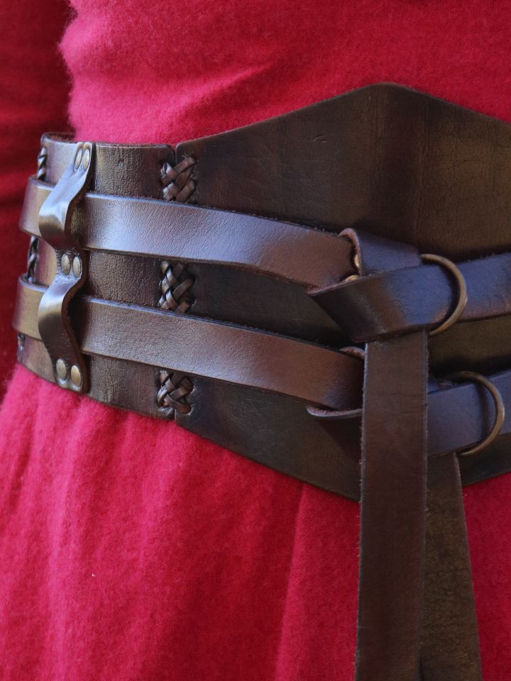 Wide double belt brown, unisex 4